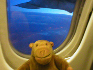 Mr Monkey crossing the Belgian coast by air