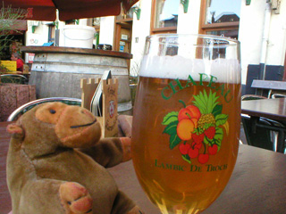 Mr Monkey admiring a Chapeau banana beer