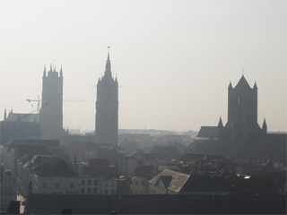 The three towers seen from the keep of the Gravensteen