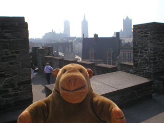 Mr Monkey atop the gatehouse