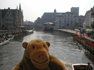 Mr Monkey looking at a floating bandstand