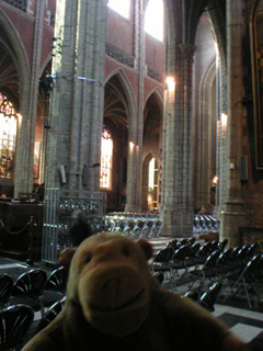 Mr Monkey inside St Baaf's cathedral