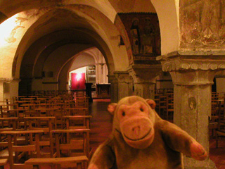 Mr Monkey in the crypt of St Baaf's cathedral
