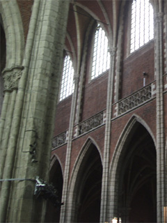 Some of the brick walls and arches of St Bavo's
