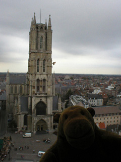 Mr Monkey looking down at the cathedral