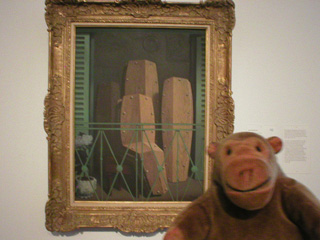 Mr Monkey looking at Magritte's 'Manet's Balcony'