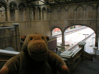Mr Monkey inside the old Crystal Palace station building