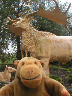 Mr Monkey looking at a megaloceros