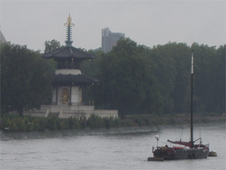Battersea's Peace Pagoda from Chelsea Bridge