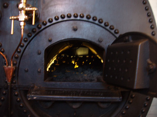 A open boiler door
