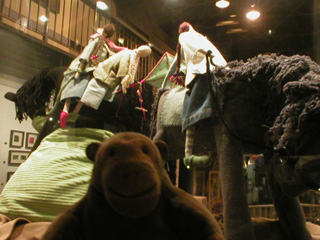 Mr Monkey examining Lucy Griffith's horses and riders