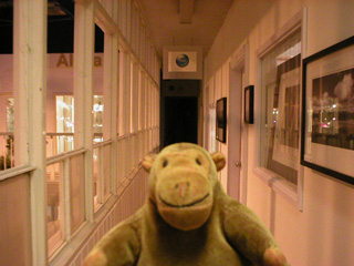 Mr Monkey in the walkway around the upper floor of the Craft and Design Centre