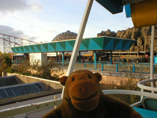 Mr Monkey approaching the monorail station