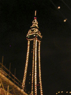 Blackpool Tower outlined in lights