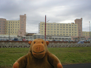 Mr Monkey looking at the Norbreck Castle hotel