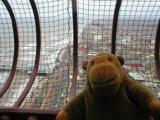 Mr Monkey looking at Blackpool from the top of the Tower
