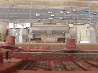 The main road through Blackpool seen by looking straight down from the top of the Tower