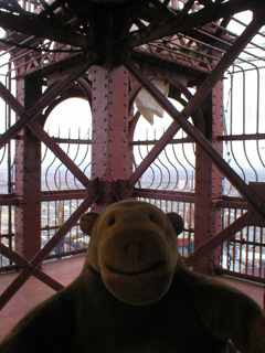 Mr Monkey looking around the top of the tower