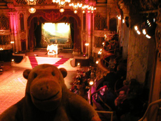 Mr Monkey looking at the balconies of the ballroom