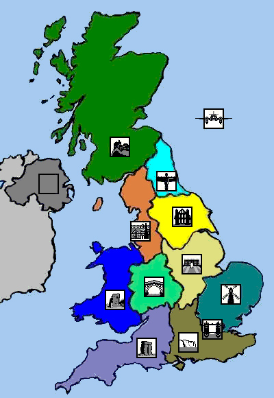 Outline map of UK regions