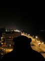 War memorial and hotel at night