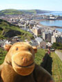Mr Monkey looking down on Aberystwyth