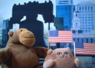 Monkey and cat with Liberty Bell