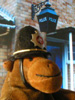 Monkey in a policeman's helmet