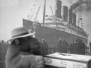 Monkey on a dock with a liner (Black and white)