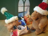 Monkey and Cat opening gifts
